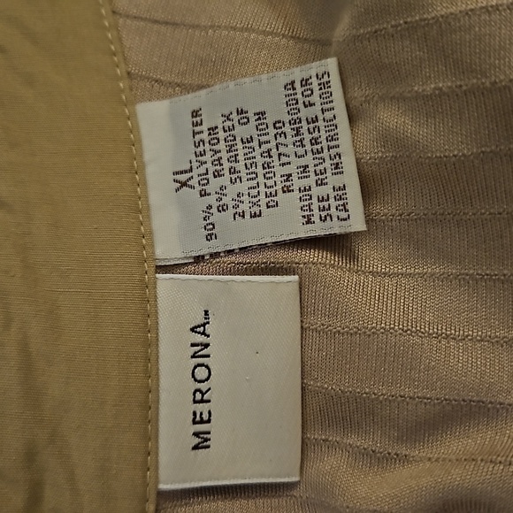 VTG MERONA Tan Vee Striped Button Down Shirt XL - Picture 7 of 8